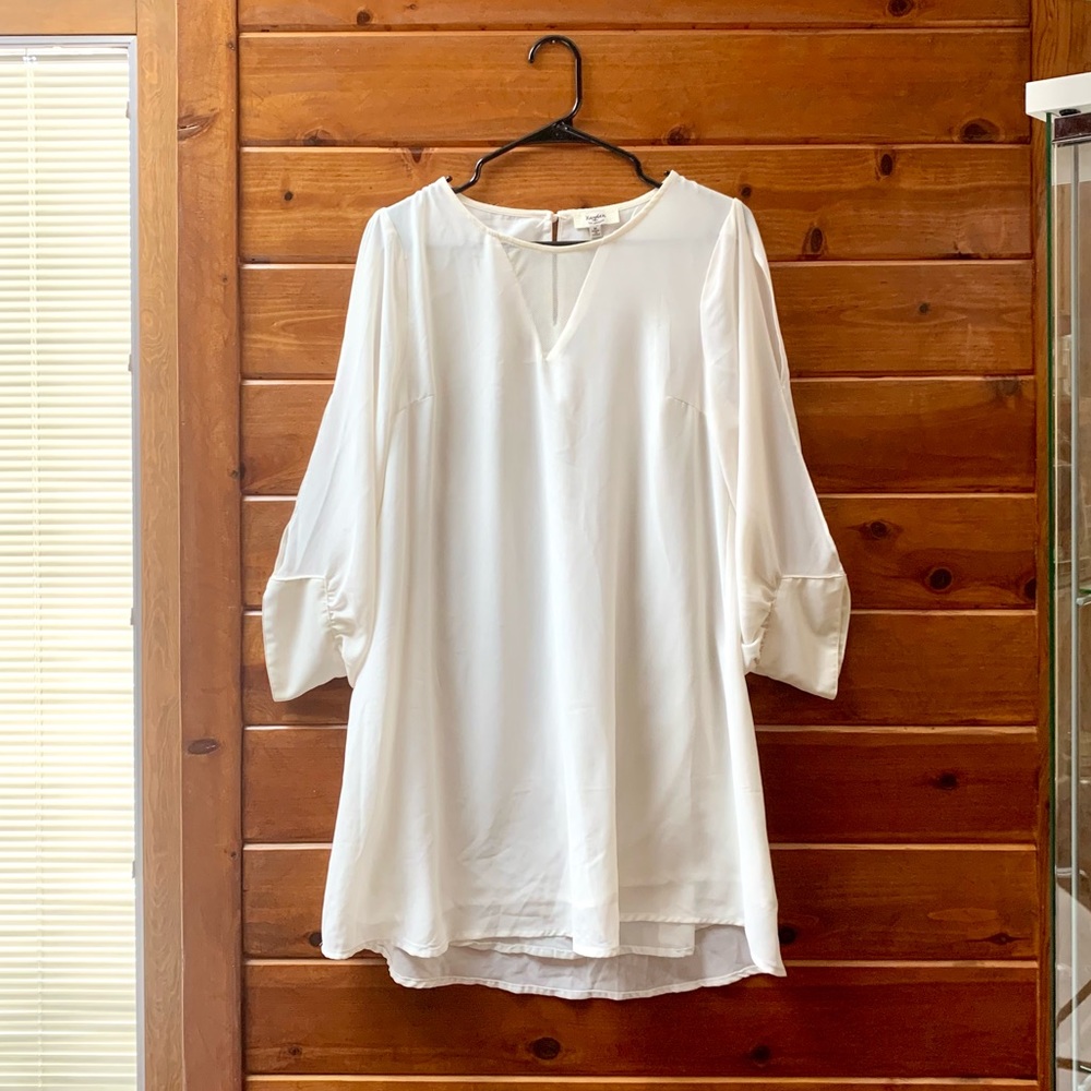 Hayden Ivory Illusion A Line Dress Beach Coverup with Cutout Sleeves